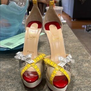 Christian Louboutin Red and Cream Platform Heels